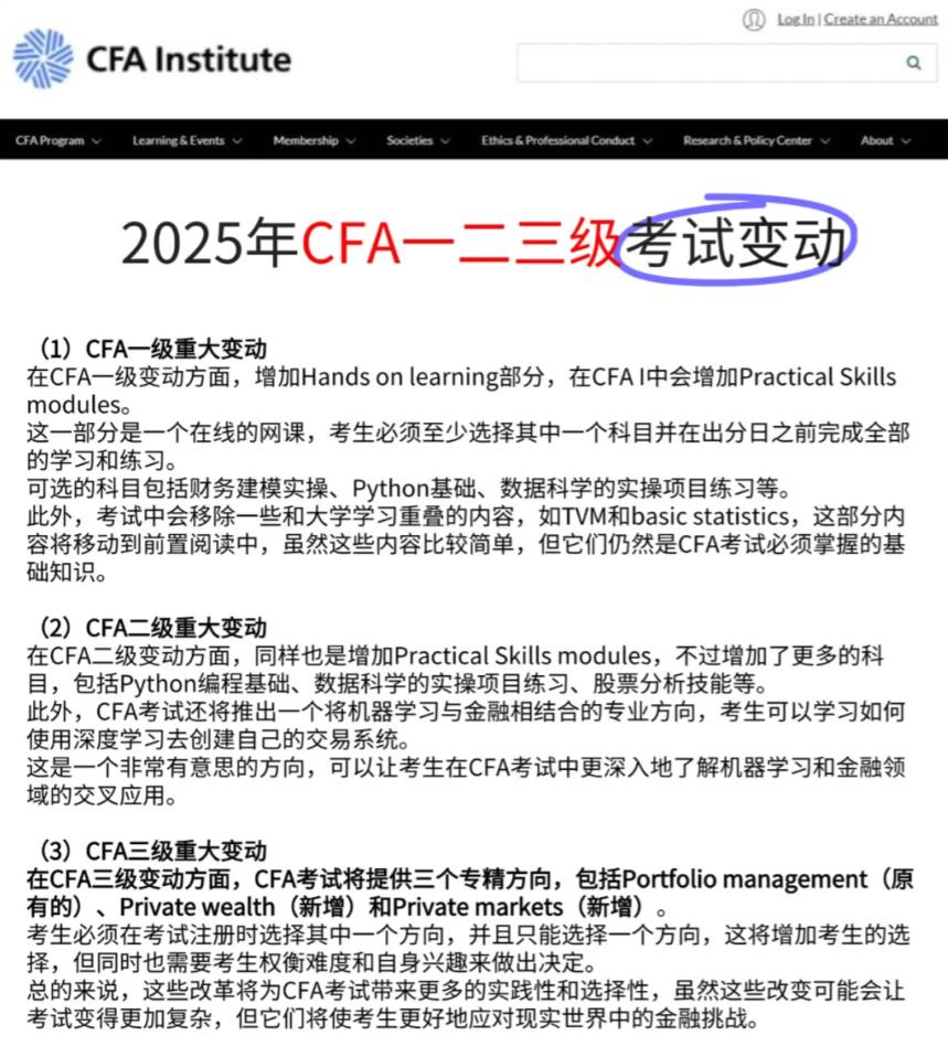 2025年CFA考试变革附10个科目深度解析，新手必看！